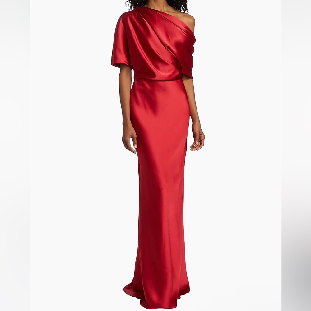 Amsale Satin One-Shoulder Gown Size 2 NWT